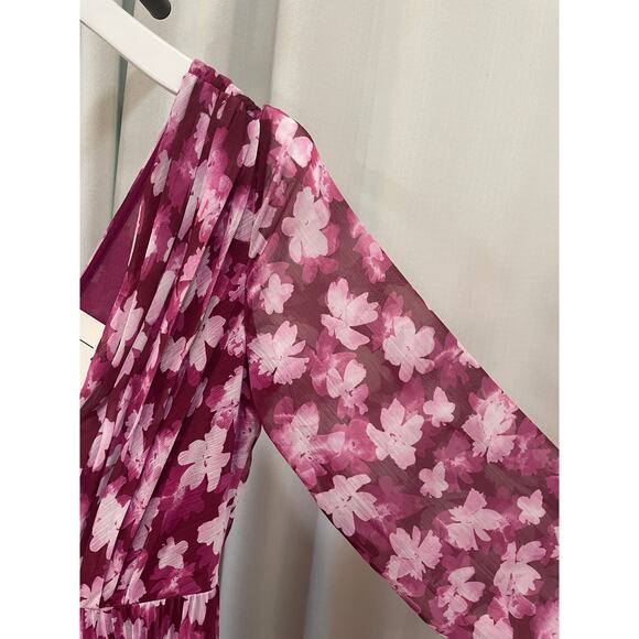 ML Monique Lhuillier Melanie Long-Sleeve V-Neck A-Line Maxi Dress Size 4 NWT - Picture 6 of 16